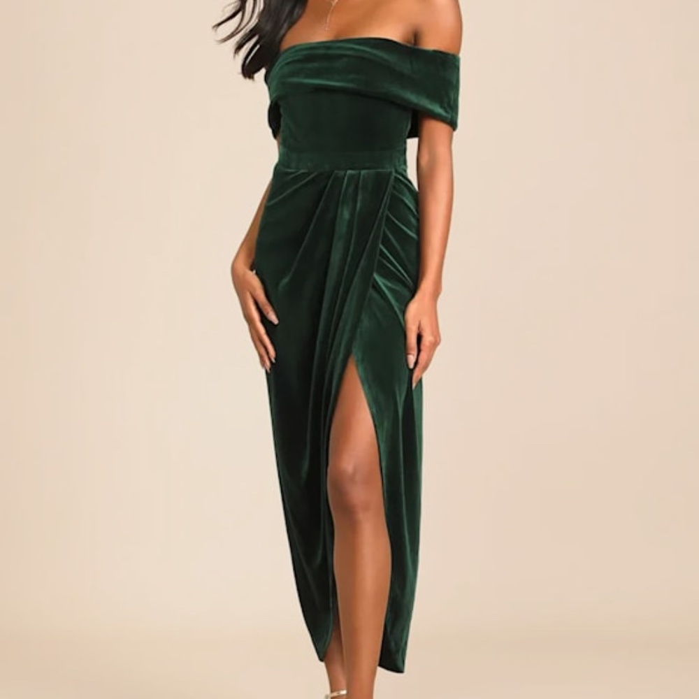 NWT Lulus I'm Enchanted Velvet Off-the-shoulder Dress - Size L